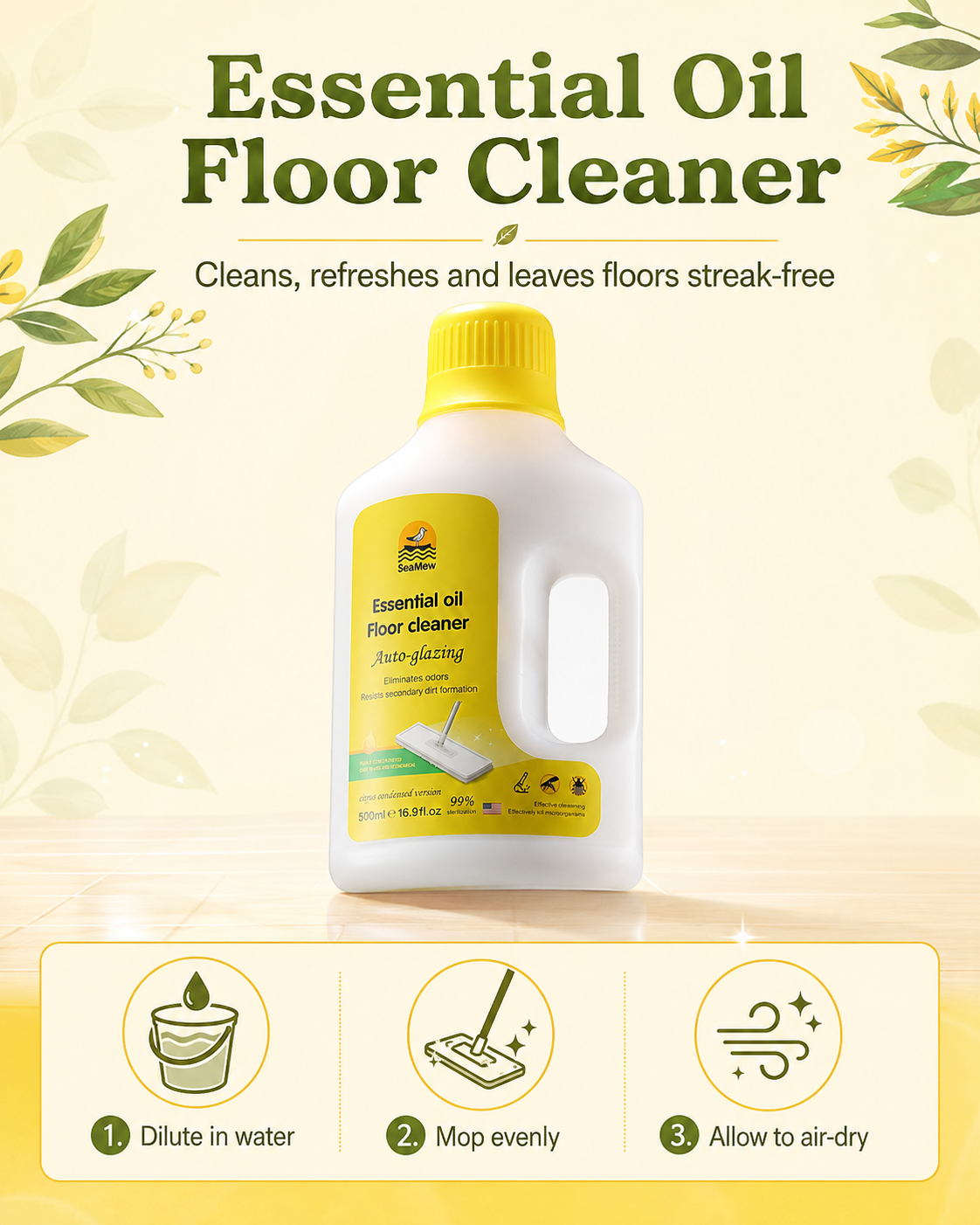SeaMew Essential Oil Floor Cleaner English usage guide